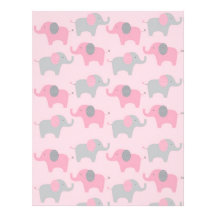 Mod Pink Grey Elephant Baby Scrapbook Paper Customized Letterhead