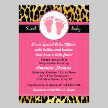 Mod Pink Leopard Baby Shower Invitations invitations