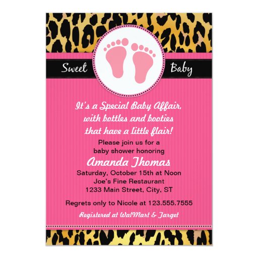 Mod Pink Leopard Baby Shower Invitations | Zazzle