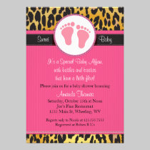 Mod Pink Leopard Print Baby Shower Invitation invitations