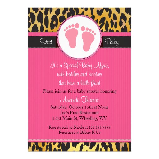 Mod Pink Leopard Print Baby Shower Invitation