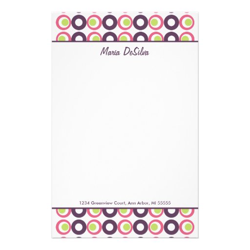 Mod Pink Olives Personalized Stationery