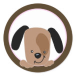 Mod Pink Puppy Envelope Seals / Toppers Round Sticker