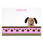 Mod Pink Puppy Theme Flat Thank You notes Personalized Announcements