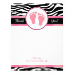 Mod Pink Zebra Baby Shower Thank You Notes Custom Announcement