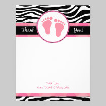 Mod Pink Zebra Baby Shower Thank You Notes invitations