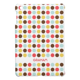 Mod polka dots red yellow blue modern personalized cover for the iPad mini