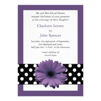 Polka Dots Purple Daisy Invites
