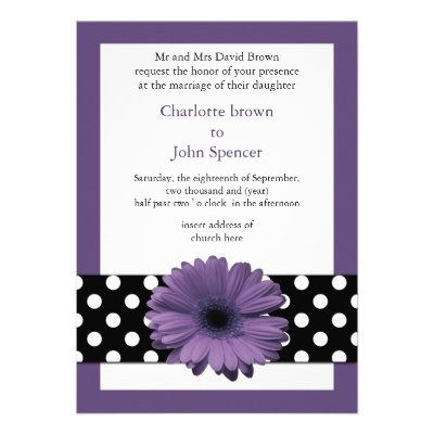 mod polka dots violet gerbera daisy announcement
