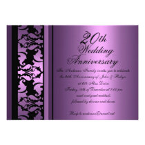 Mod Purple Damask Wedding Anniversary Invitation invitations