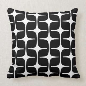 Mod Rectangles Pattern in Black and White Throw Pillows