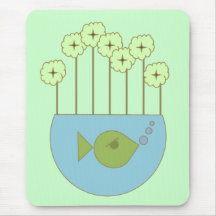 Mod Retro Flower/Fishbowl Mouse Pad