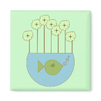 Mod Retro Flowers/Fishbowl magnets by JuJuGarden Mod Retro Flowers/Fishbowl magnets