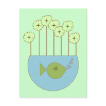 Mod Retro Flowers/Fishbowl postcards by JuJuGarden Mod Retro Flowers/Fishbowl postcards