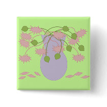 Mod Retro Pink Flowers/Vase buttons by JuJuGarden Mod Retro Pink Flowers/Vase buttons