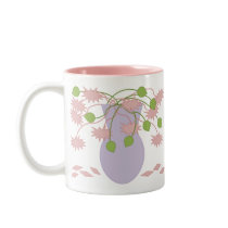 Mod Retro Pink Flowers Vase mugs by JuJuGarden Mod Retro Pink Flowers Vase mugs