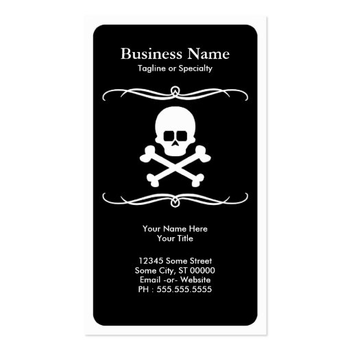 mod skull and crossbones business card template (front side)