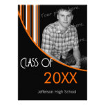 Mod Stripes Graduation Party Invite Orange & Black invitations