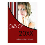 Mod Stripes Graduation Party Invite Red Black invitations