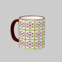 Mod Style Red Green Snowflake Pattern Holiday Mugs