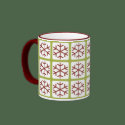 Mod Style Red Green Snowflake Pattern Holiday Mugs by mariannegilliand Mod Style Red Green Snowflake Pattern Holiday Mugs