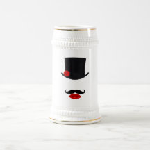 Mod Top Hat Lady With Mustache Coffee Mugs