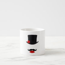 Mod Top Hat Lady With Mustache Espresso Cups