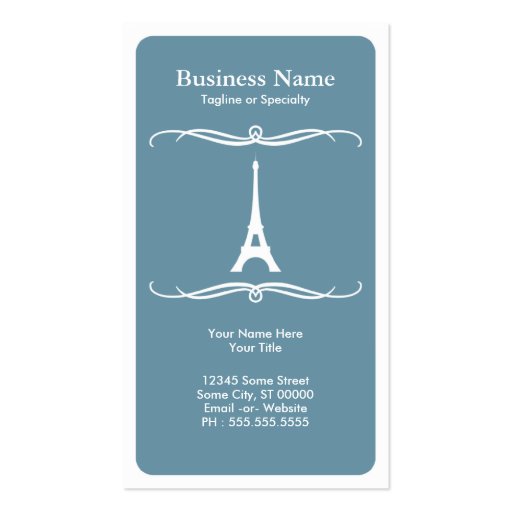 mod travel (eiffel tower) business card (front side)
