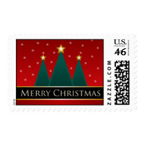 Mod Trees Contemporary Christmas Postage Stamps