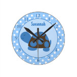 Mod Turtle (Blue) Wall Clock Add a Name