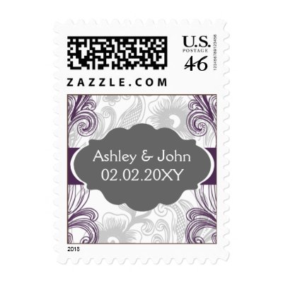 mod violet ornate wedding stamps