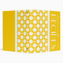Mod Yellow and White Polka Dot Recipe Binder