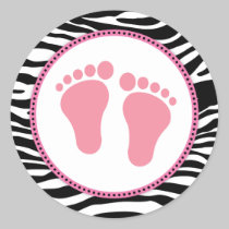 Mod Zebra Pink Baby Shower Favor Stickers stickers