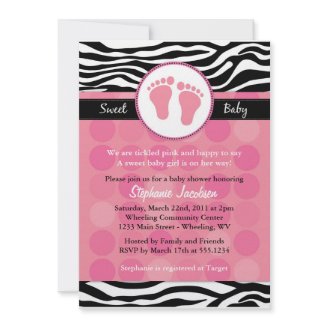 Mod Zebra Print Baby Shower Invitations