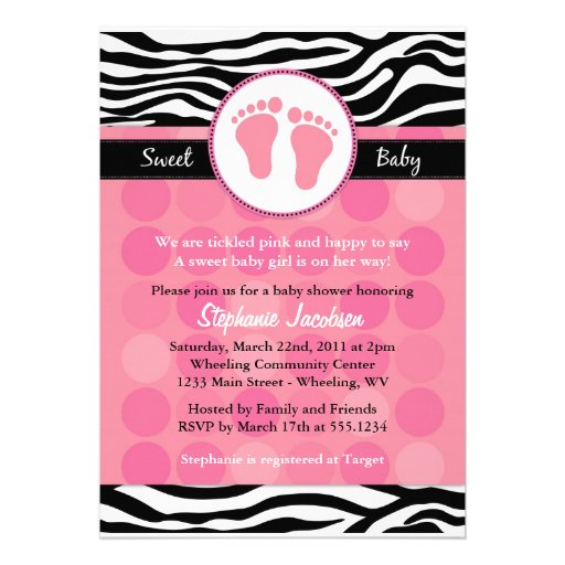 Mod Zebra Print Baby Shower Invitations