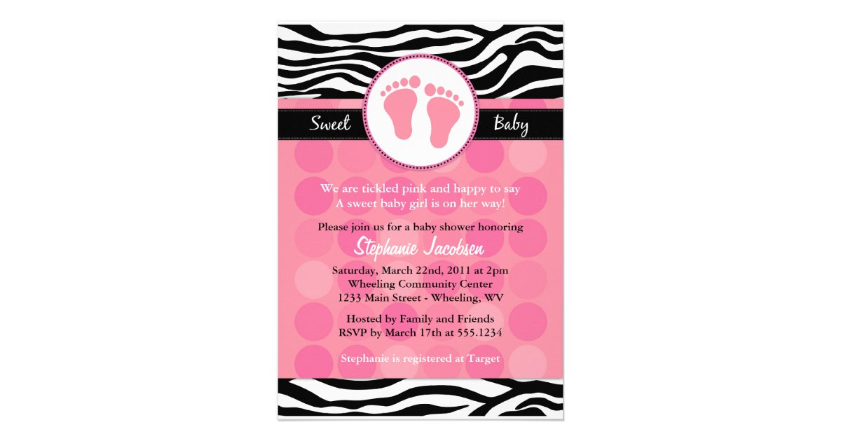 Mod Zebra Print Baby Shower Invitations