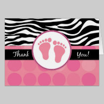 Mod Zebra Print Folded Baby Shower Thank You Cards cards