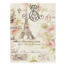 Moda floral femenina de París del vintage elegante Tarjeta Postal