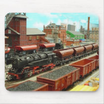 Model Train Station Mousepad by deesbasenjis Model Train Station Mousepad