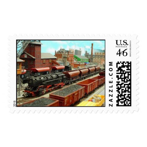 Model Train Station Postage stamp
