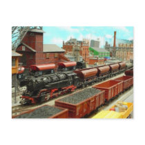 Model Train Station Postcard