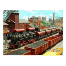 Model Train Station Postcard