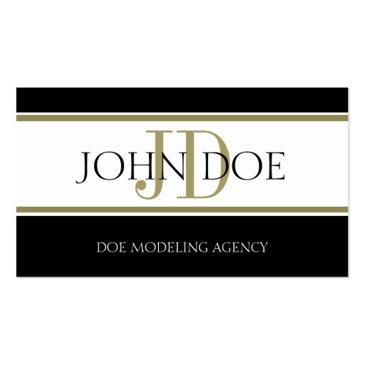 Modeling Agency Gold Stripe W/W Business Card Templates (front side)