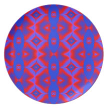 modelo abstracto rojo y azul brillante plato de comida