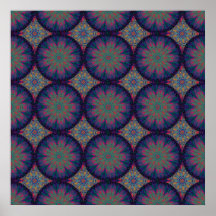 Modelo azul del fractal poster
