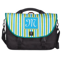 Modelo azul y verde de las rayas bolsa para ordenador