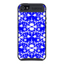 Modelo blanco elegante del damasco en azul