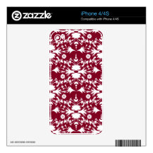 Modelo blanco elegante del damasco en Borgoña Skins Para eliPhone 4