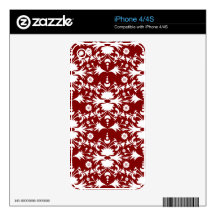 Modelo blanco elegante del damasco en marrón iPhone 4 skins