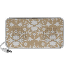 Modelo blanco elegante del damasco en moreno iPod altavoces